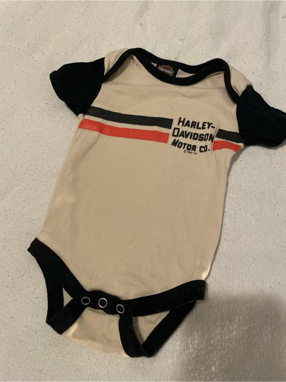 Harley-Davidson Cream Black Red Baby One-Piece Bodysuit